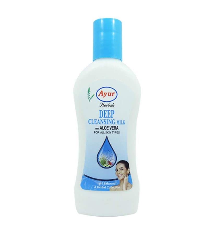 AYUR HERBALS Deep Pore Cleansing Milk, 1000 ml Cleanser, Moisturizer Lotion Aloe Vera & Rose Scented (Pack of 1)