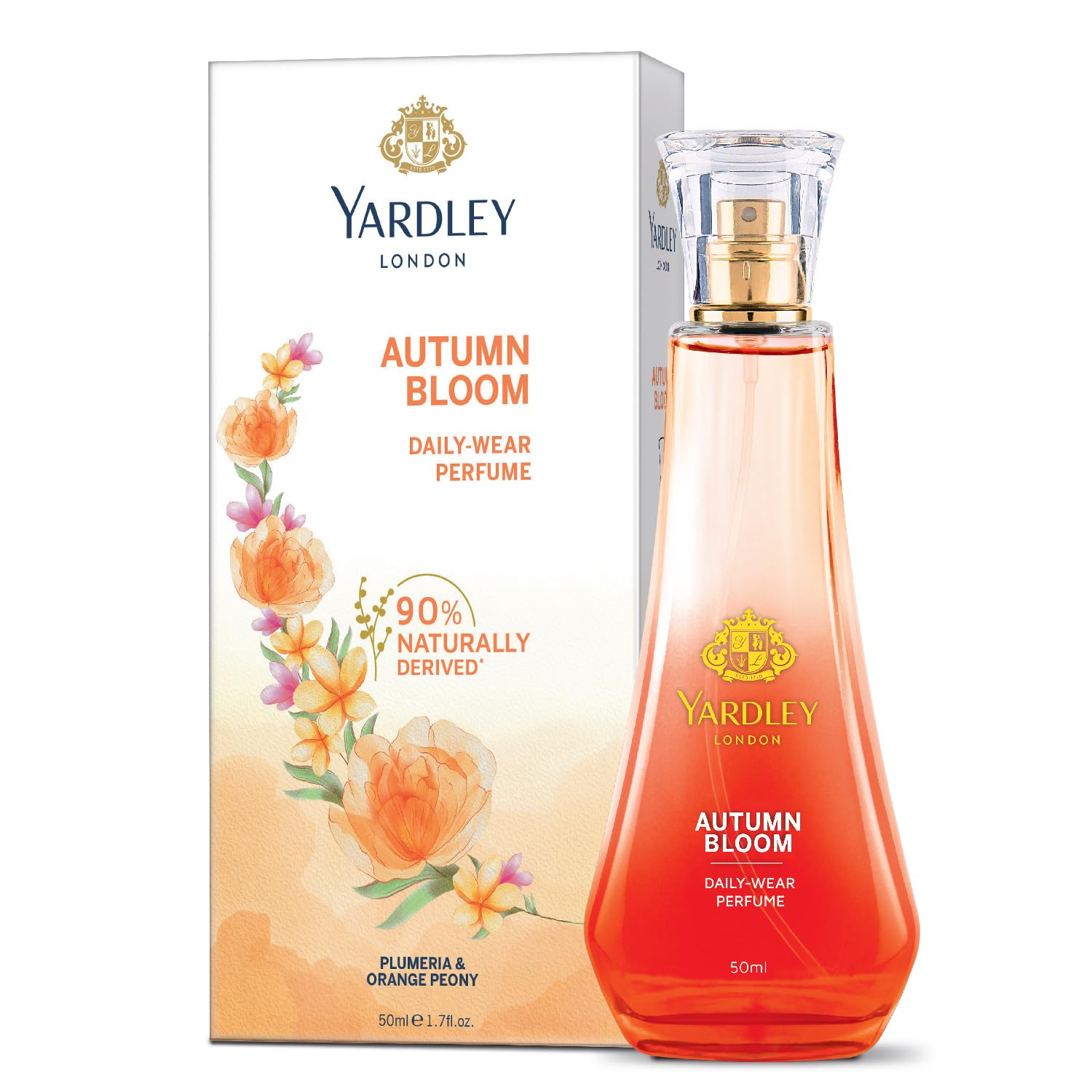 Yardley London Autumn Bloom Perfume| Floral Fruity Scent| 90% Naturally Derived| Plumeria & Orange Peony Perfume For Women| 50Ml - Spray