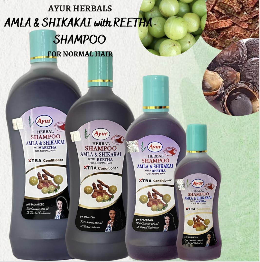 Ayur herbal Amla and Shikakai shampoo for men and women | Controls Dandruff & Reduces Hairfall | Suitable for All Hair Types (500ml)