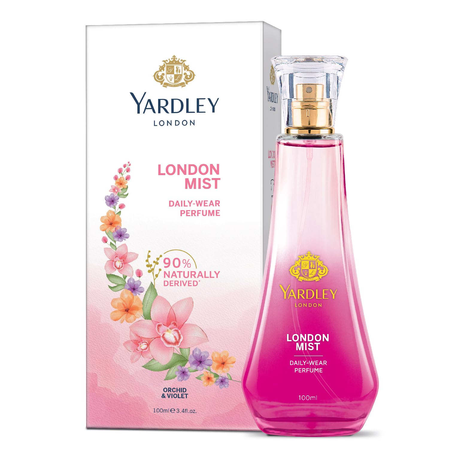 Yardley London London Mist Perfume| Floral & Ozonic Scent| 90% Naturally Derived| Orchid & Perfume for Women| 100ml