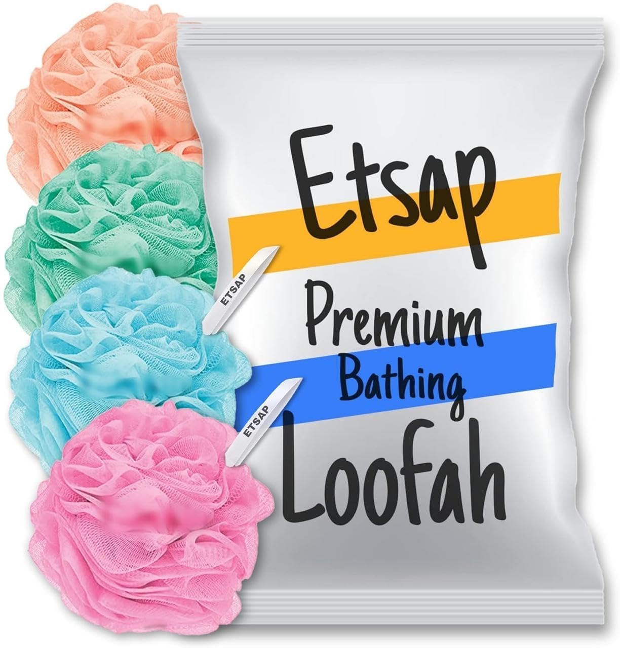 Etsap Premium Bathing Round Loofah For Men And Women (PACK OF 4)(MULTICOLOR)