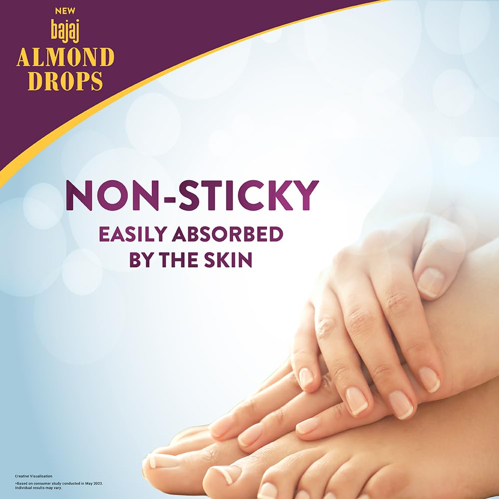 Bajaj Almond Drops Non-Sticky Body Lotion | Long Lasting Moisturization | Almond Oil & Vitamin E | Nourished and Smooth Skin | 400 ML