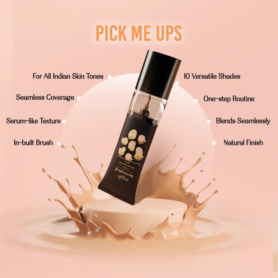 Lovechild Masaba Skip Everything Blurring Medium Coverage 4 In 1 Serum Skin Tint For All Skin Type, Natural Coverage, For Daily Use, With Sod Technology, Quirky Queen, 30Ml
