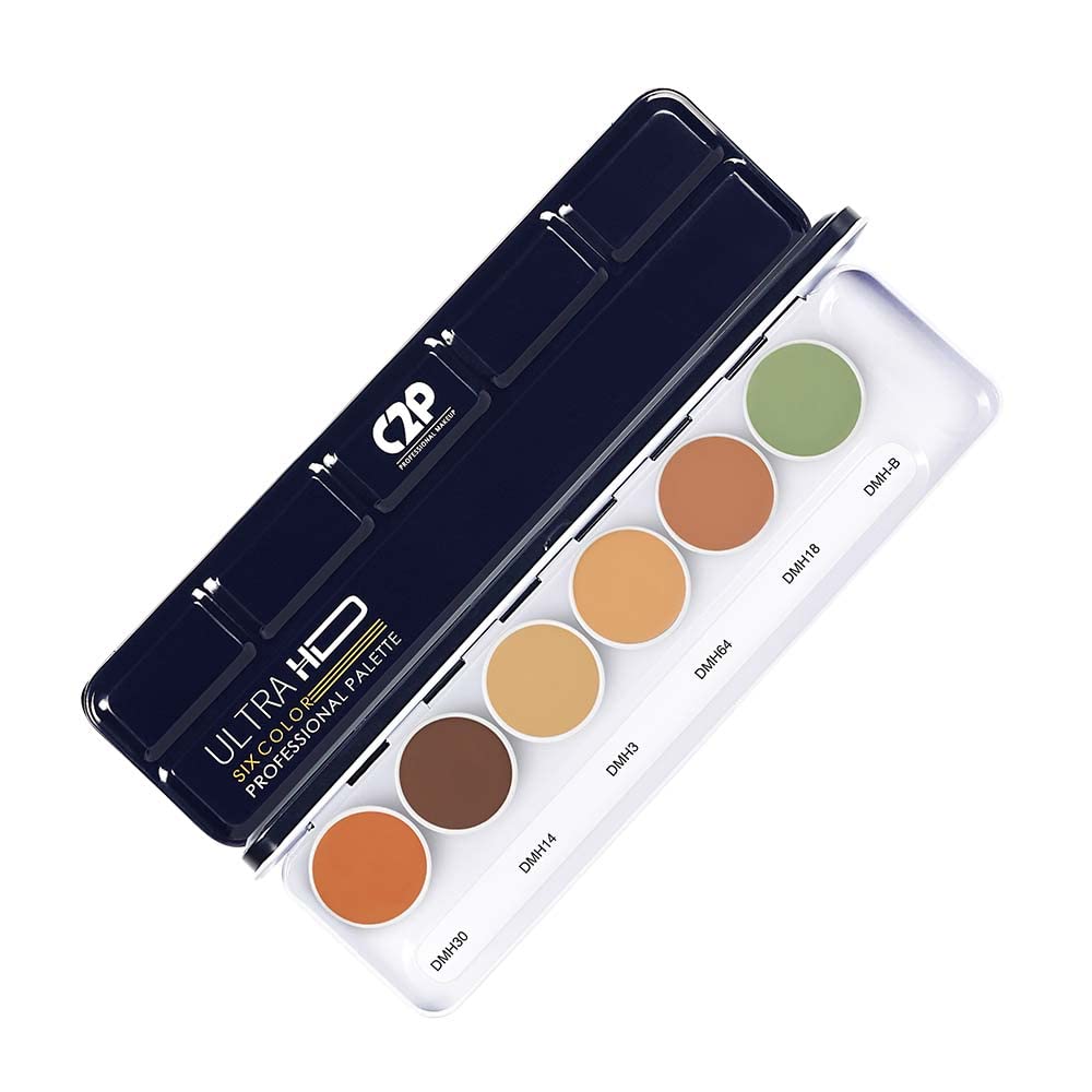 C2P Pro Dermashield Must Have 6-in-1 Concealer Color Corrector Palette | Cream-Based Foundation & Contour | Neutralizes Redness, Dark Circles & Blemishes | High Coverage, Ideal for Oily Skin | 21g