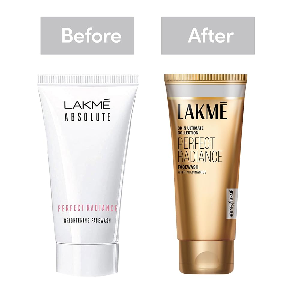 Lakme Perfect Radiance Intense Brightening Face Wash 50 g, Daily Facial Cleanser with Skin Lightening Vitamins - Lightens Dark Spots with Niacinamide