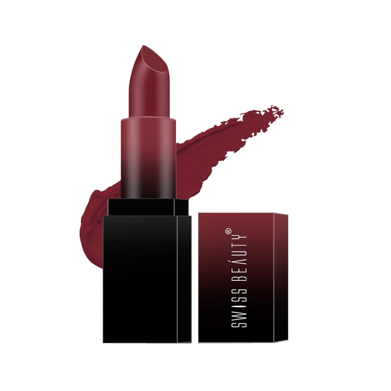 Swiss Beauty Hd Matte Pigmented Smudge Proof Lipstick | Creamy Matte Long Stay Lipstick | Hot Cherry, 3.4g