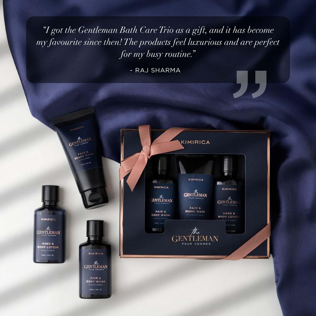 Kimirica Gentlemen Bath Care Trio Gift Set For Men's | Premium Gift Set For Husband & Boyfriend Set of 3
