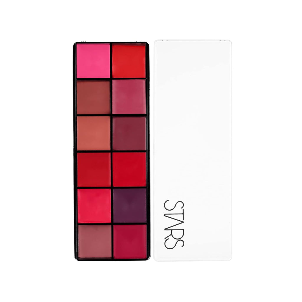 Stars Cosmetics Lush Lip Palette 12 Shades Cream Smooth Finish Waterproof Long Lasting Lightweight Ultra Pigmented smudgeproof for all Skins (multi-colour) 72g