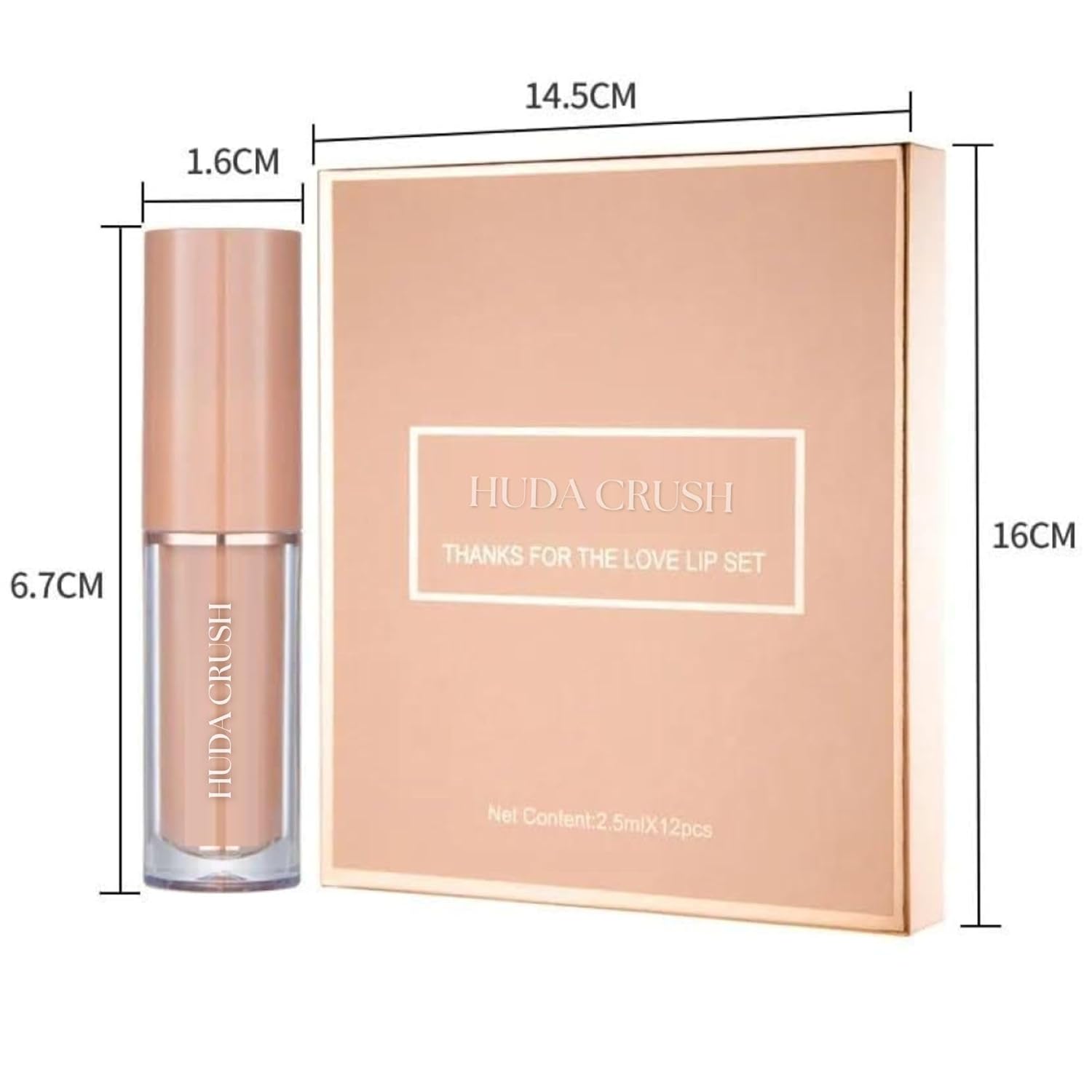 HUDACRUSH Mini Lipstick Combo Set - 12Pcs Liquid Lipstick Waterproof, Long Lasting Matte Finish, Red, Pink, Maroon, Nude, Brown Lipstick Gift Set for Women - Perfect Lipstick for Dusky Skin Tone