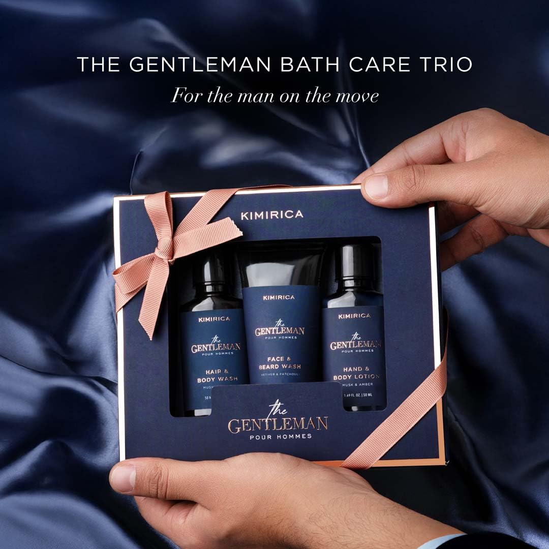 Kimirica Gentlemen Bath Care Trio Gift Set For Men's | Premium Gift Set For Husband & Boyfriend Set of 3