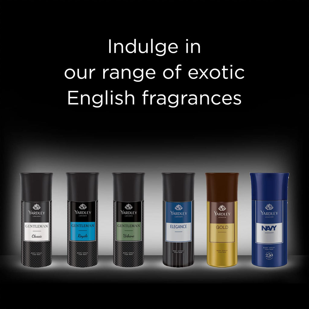 Yardley London Gentleman Gold Body Spray for Men| Fresh Rosemary & Mint Notes| Masculine Fragrance| Body Deodorant for Men| 150ml