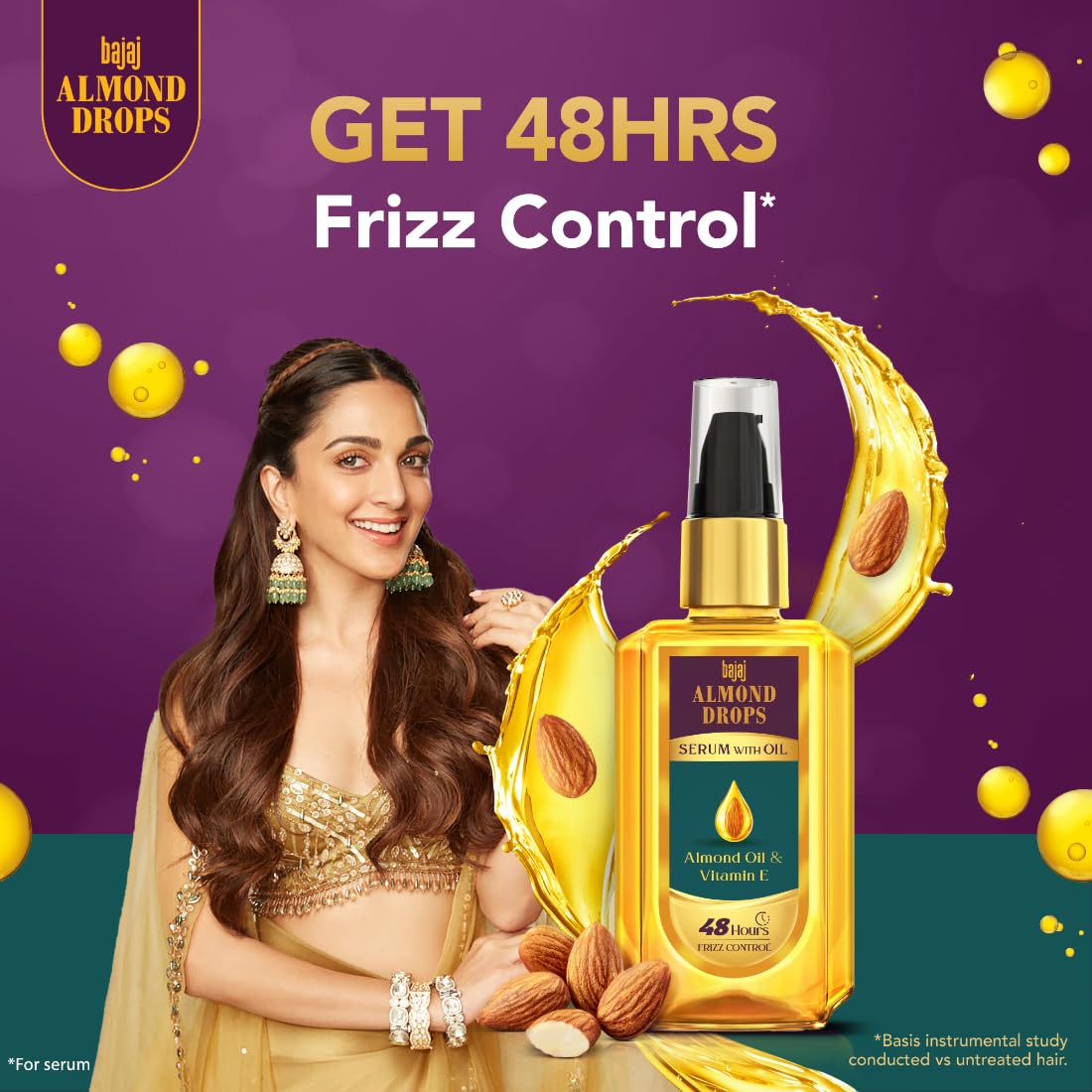 Bajaj Almond Drops Anti Hairfall Shampoo 340ml + Conditioner 175ml + Serum with Oil 50ml