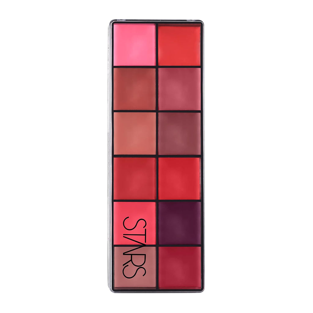 Stars Cosmetics Lush Lip Palette 12 Shades Cream Smooth Finish Waterproof Long Lasting Lightweight Ultra Pigmented smudgeproof for all Skins (multi-colour) 72g