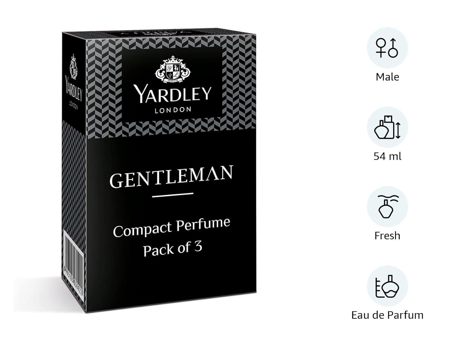 Yardley London Compact Perfume Tripack - Gentleman Royale + Gentelman Urbane + Gentleman Duke 18ml (Pack of 3)