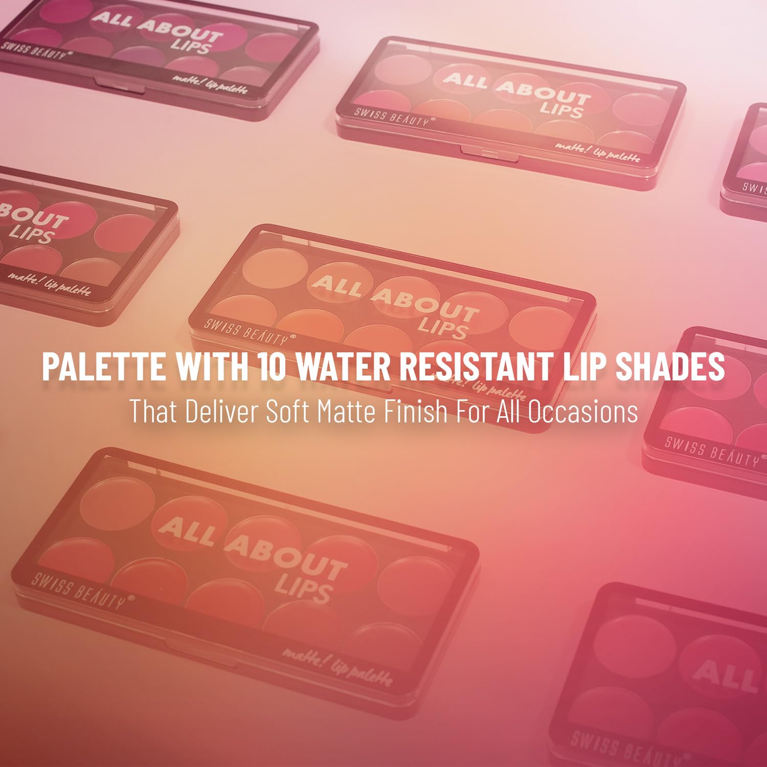 Swiss Beauty All About Lip Palette With 10 Pigmented Colors |Creamy Matte Finish Lip Colors Lipstick |Travel Friendly Lip Palette | Multicolor-02, 12gm