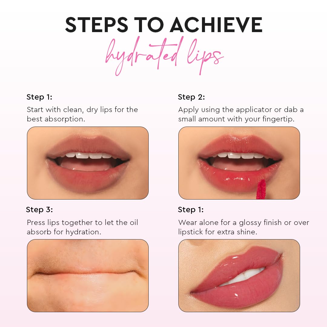 Million Colors Tinted Glow Lip Tint Balm Oil For Women Dark, Dry and Chapped Lips | Provides Hydration, Moisturizing and Plump - (Pack of 4 - Peach, Strawberry, Chocolate, Honey) - 8ml