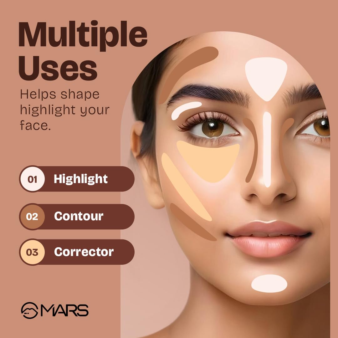 MARS SPF50 PA++++ Cancel Concealer with Radiant Natural Finish (6.0 ml) (05-SANDSTONE) | Lightweight | Medium to High Coverage | Long-Lasting & Multi-Purpose | Crease Resistant