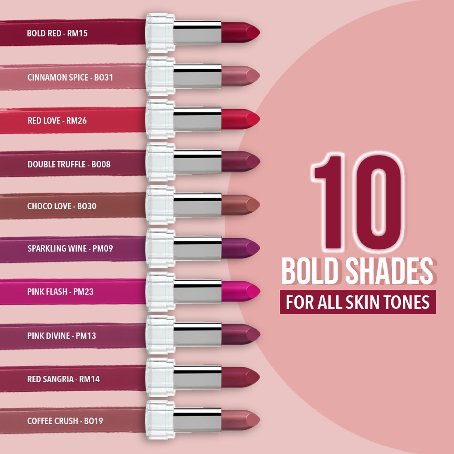 Blue Heaven Matte Love Mini Lipsticks pack of 10 | Long Lasting, Hydrating & Moisturizing Mini Roll on Lipsticks for Women | Soft-Matte Finish | 13g