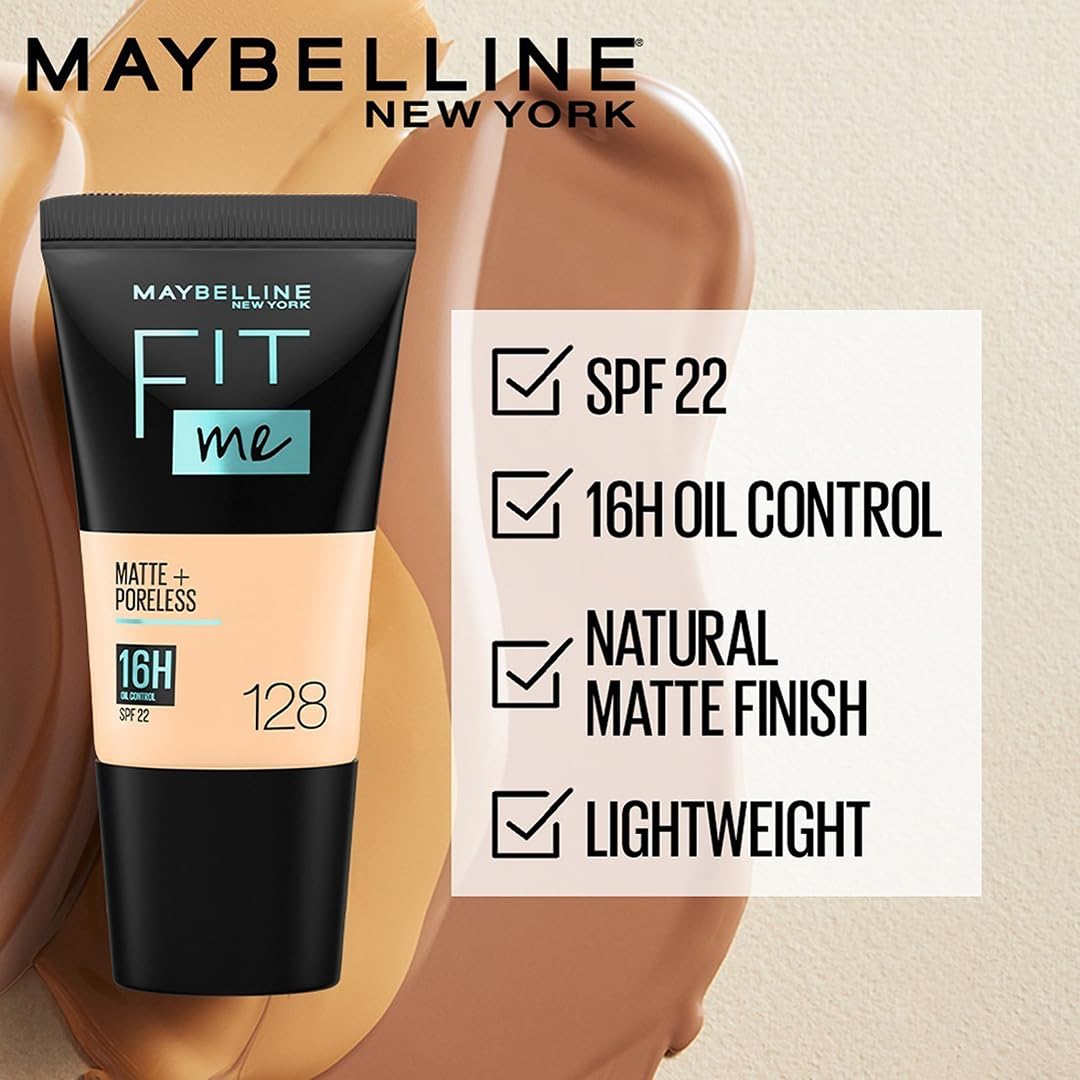 Maybelline New York Liquid Matte Foundation for Women, Blendable Full Coverage Foundation Makeup For Normal, Combination & Oily Skin, Blurs Pores for a Natural Skin Look, Fit Me-220 Natural Beige-18ml