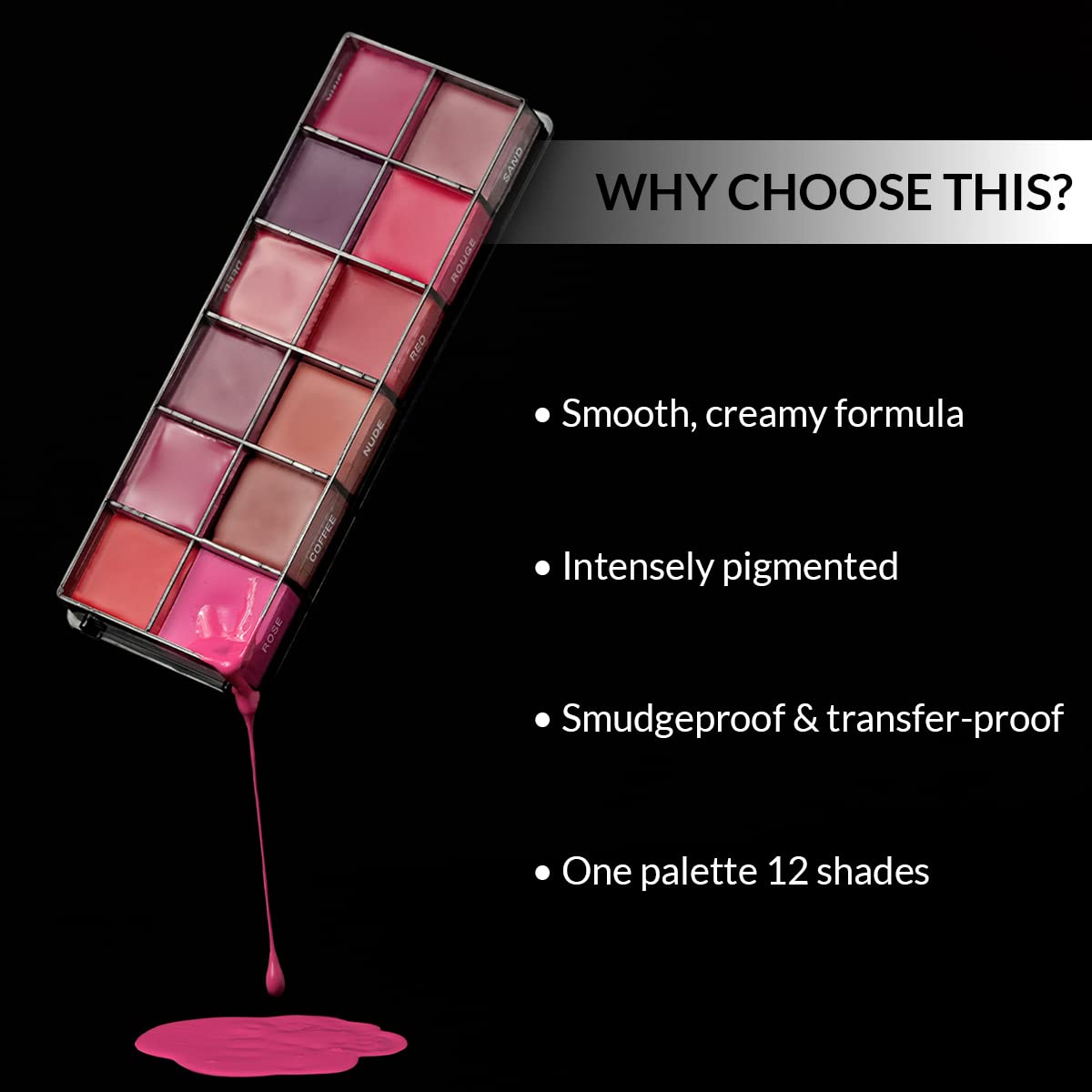 Stars Cosmetics Lush Lip Palette 12 Shades Cream Smooth Finish Waterproof Long Lasting Lightweight Ultra Pigmented smudgeproof for all Skins (multi-colour) 72g