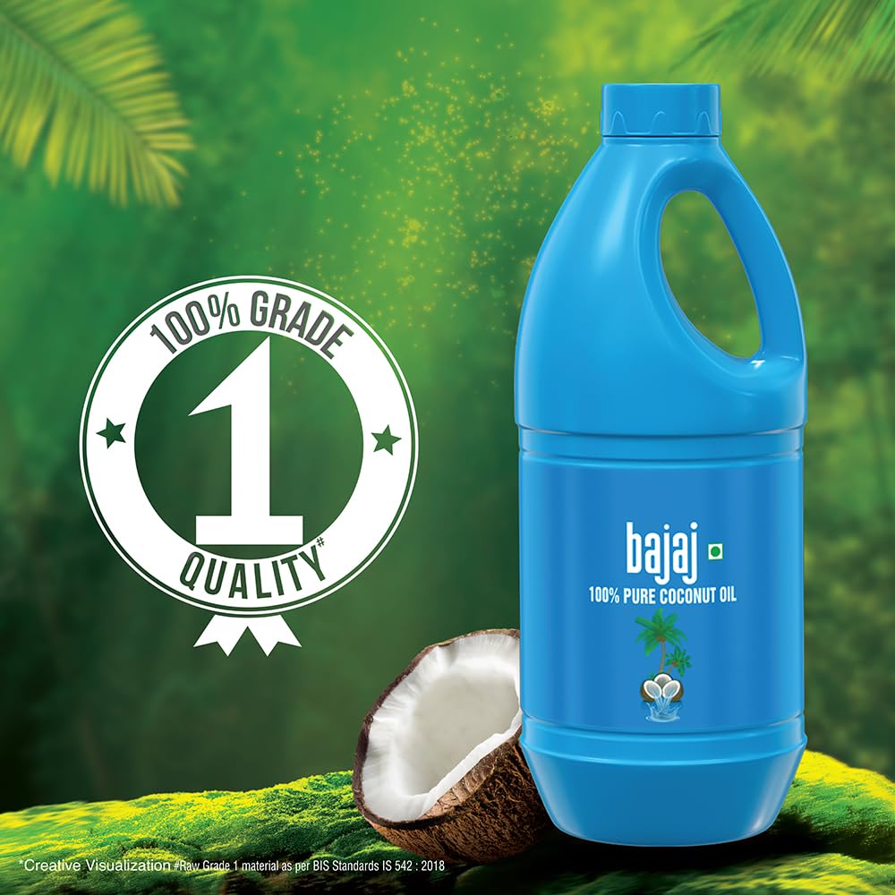 Bajaj 100% Pure Coconut Oil 900ml | Made with Premium Grade 1 Quality Coconuts