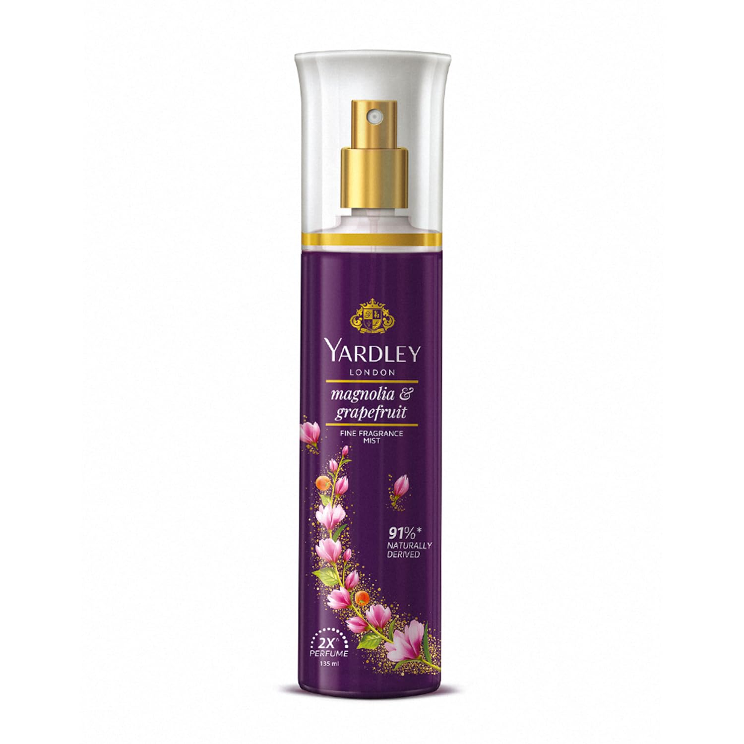 Yardley London Magnolia & Grapefruit Fine Fragrance Mist Spray| 2X Perfume Spray For Women| 91% Naturally Derived| 135ml