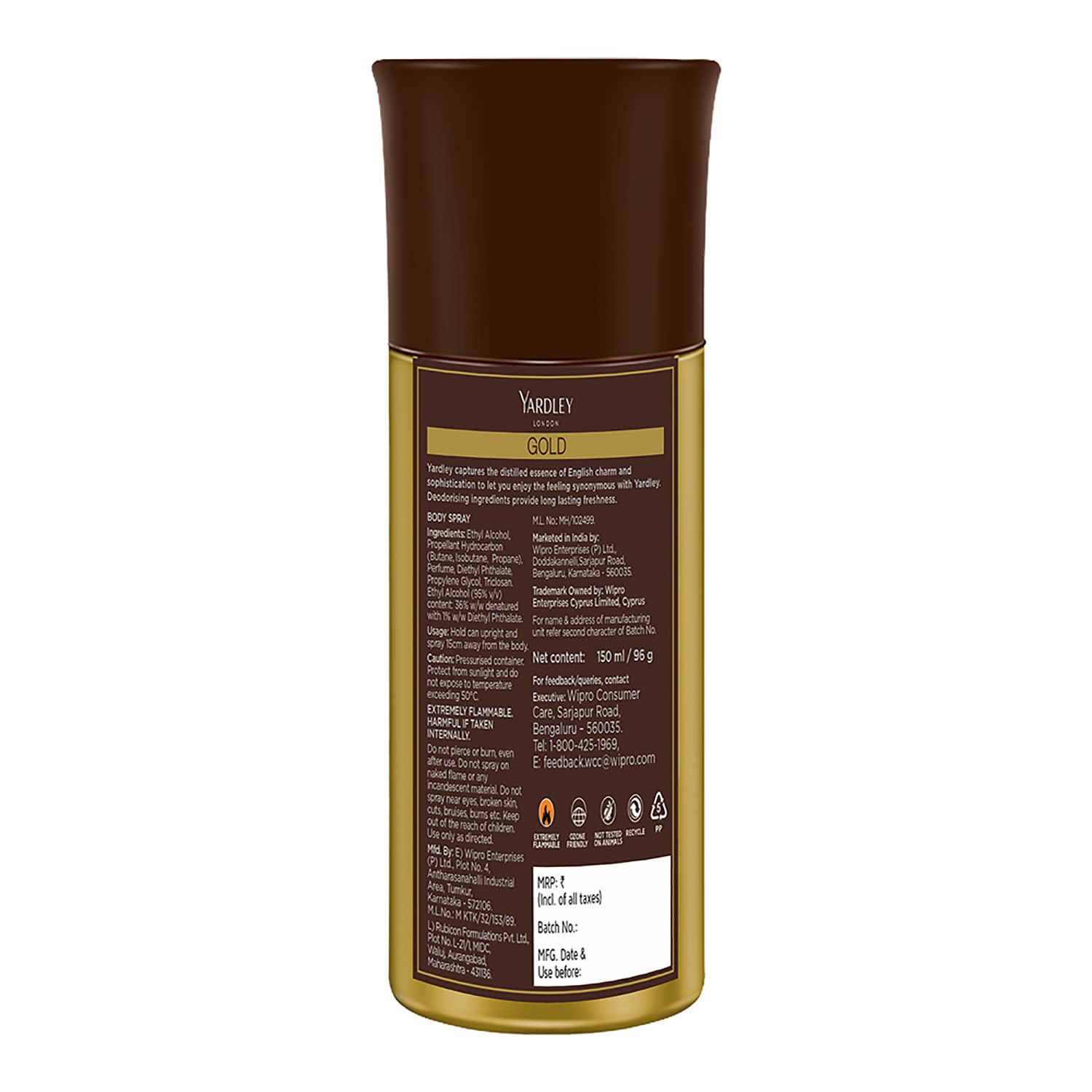 Yardley London Gentleman Gold Body Spray for Men| Fresh Rosemary & Mint Notes| Masculine Fragrance| Body Deodorant for Men| 150ml