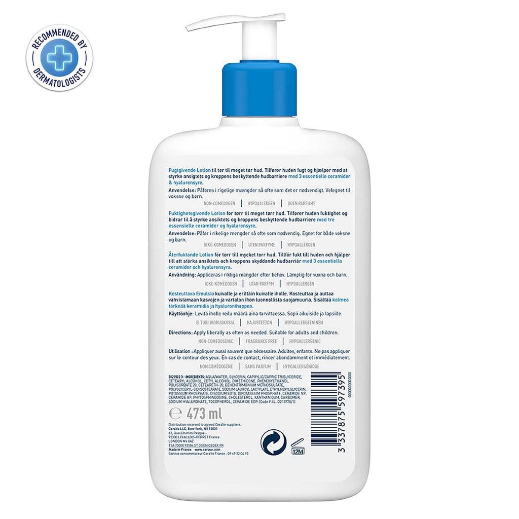 CeraVe Moisturizing Lotion For Dry Skin (473ml) - Formulated With 3 Essential Ceramides And Hyaluronic Acid | Non-Comedogenic, Oil Free And Fragrance-Free Body Lotion