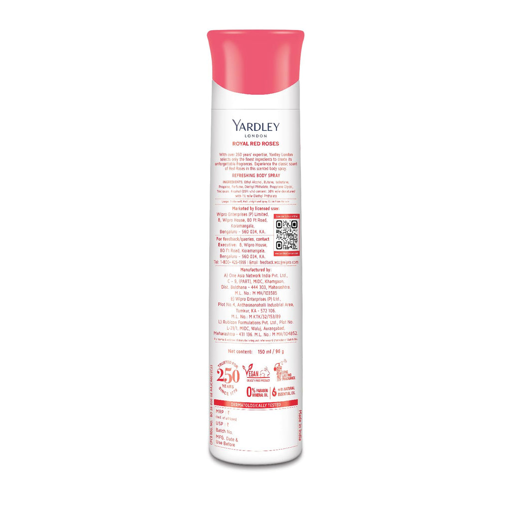Yardley London Royal Red Roses Refreshing Deo For Women, 150ml