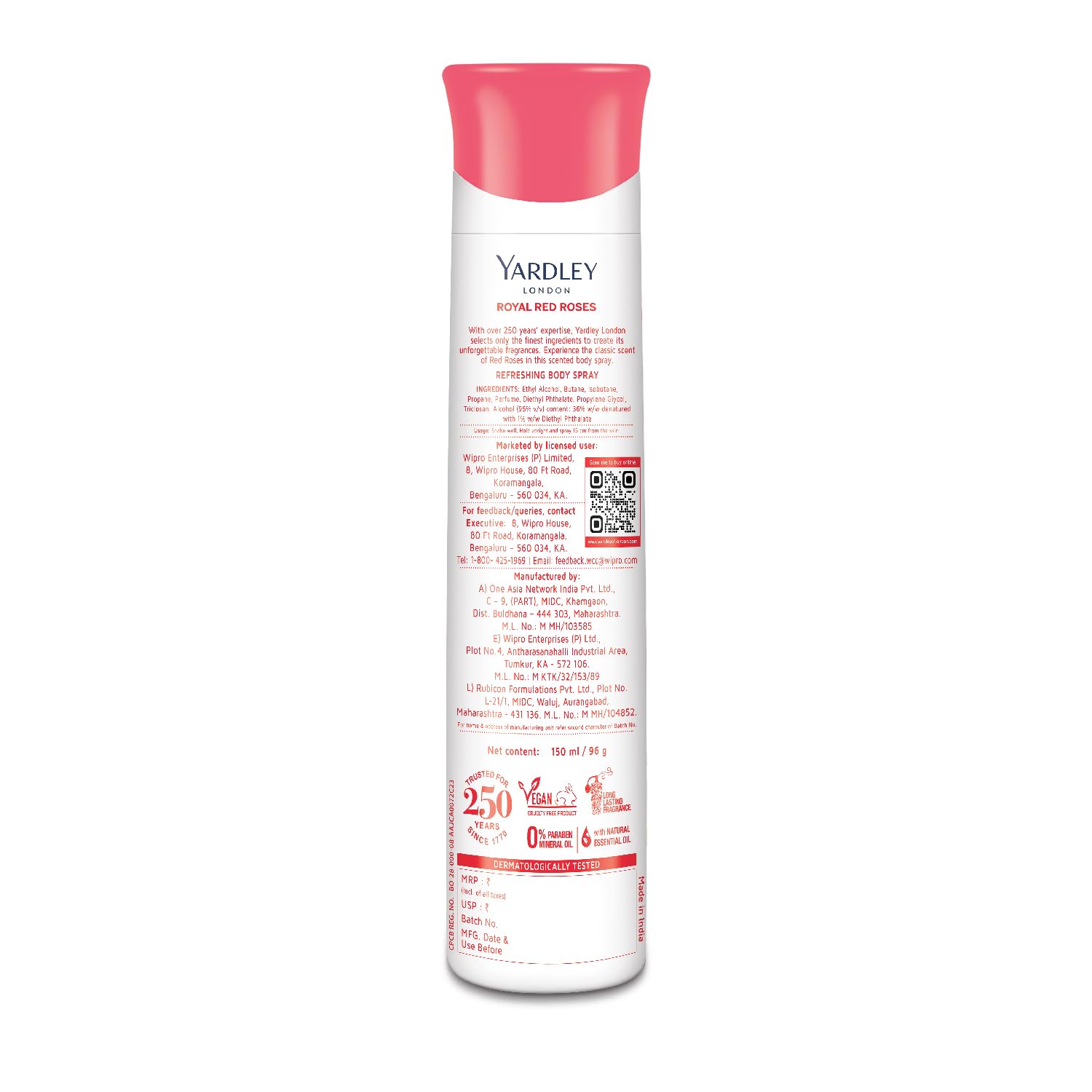 Yardley London Royal Red Roses Refreshing Deo For Women, 150ml