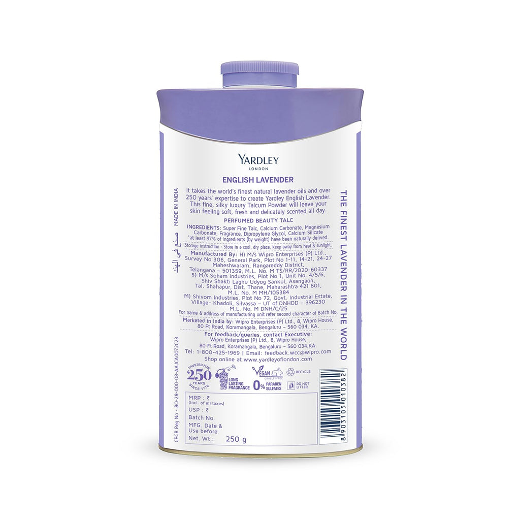 Yardley London English Lavender Perfumed Talc for Women, 250g