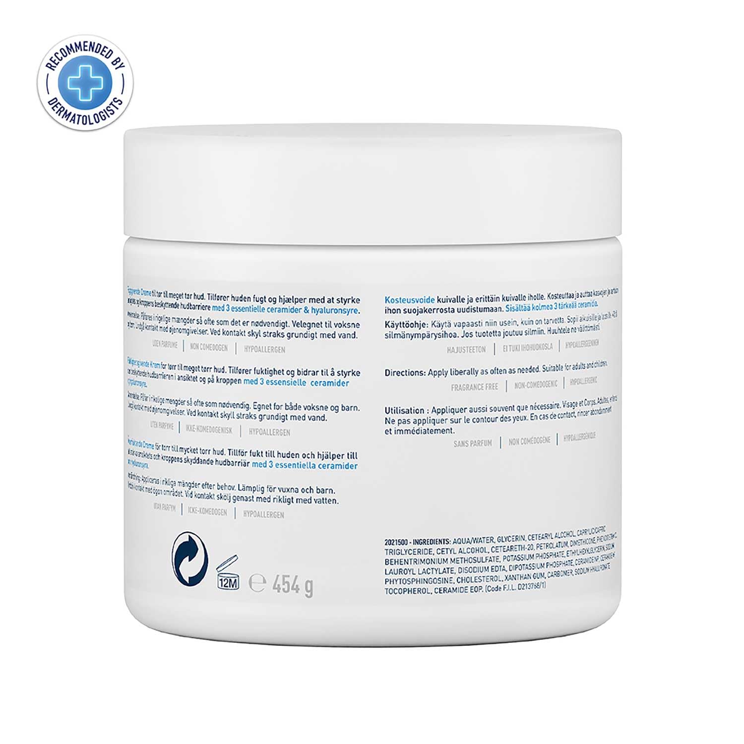 CeraVe Moisturizing Cream For Dry To Very Dry Skin (454g) - Formulated with 3 Essential Ceramides And Hyaluronic Acid | Non-Comedogenic Moisturizer For Face and Body