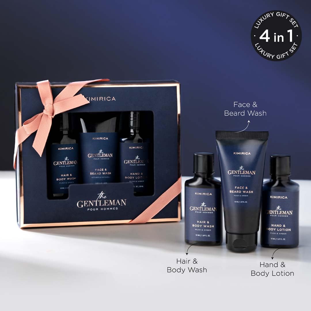 Kimirica Gentlemen Bath Care Trio Gift Set For Men's | Premium Gift Set For Husband & Boyfriend Set of 3