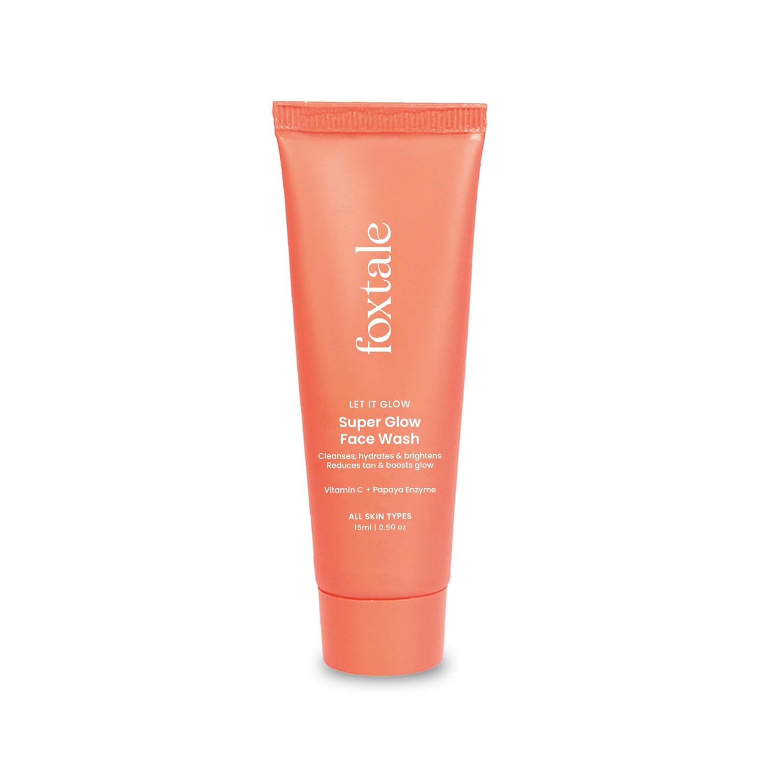 Foxtale Vitamin C Super Glow Face Wash with Papaya enzyme | Reduces Tan | Boosts Glow | Gently Exfoliates & Brightens Skin | Reduces Pigmentation | Face Wash for Men & Women- 15ml