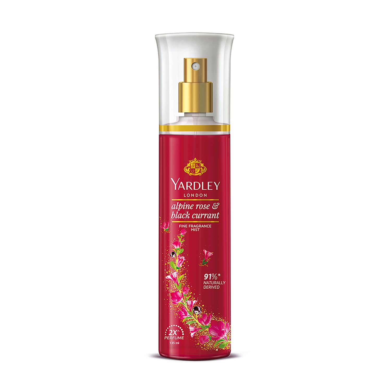 Yardley London Alpine Rose & Black Currant Fine Fragrance Mist Spray| 2X Perfume Spray For Women| 91% Naturally Derived| 135ml
