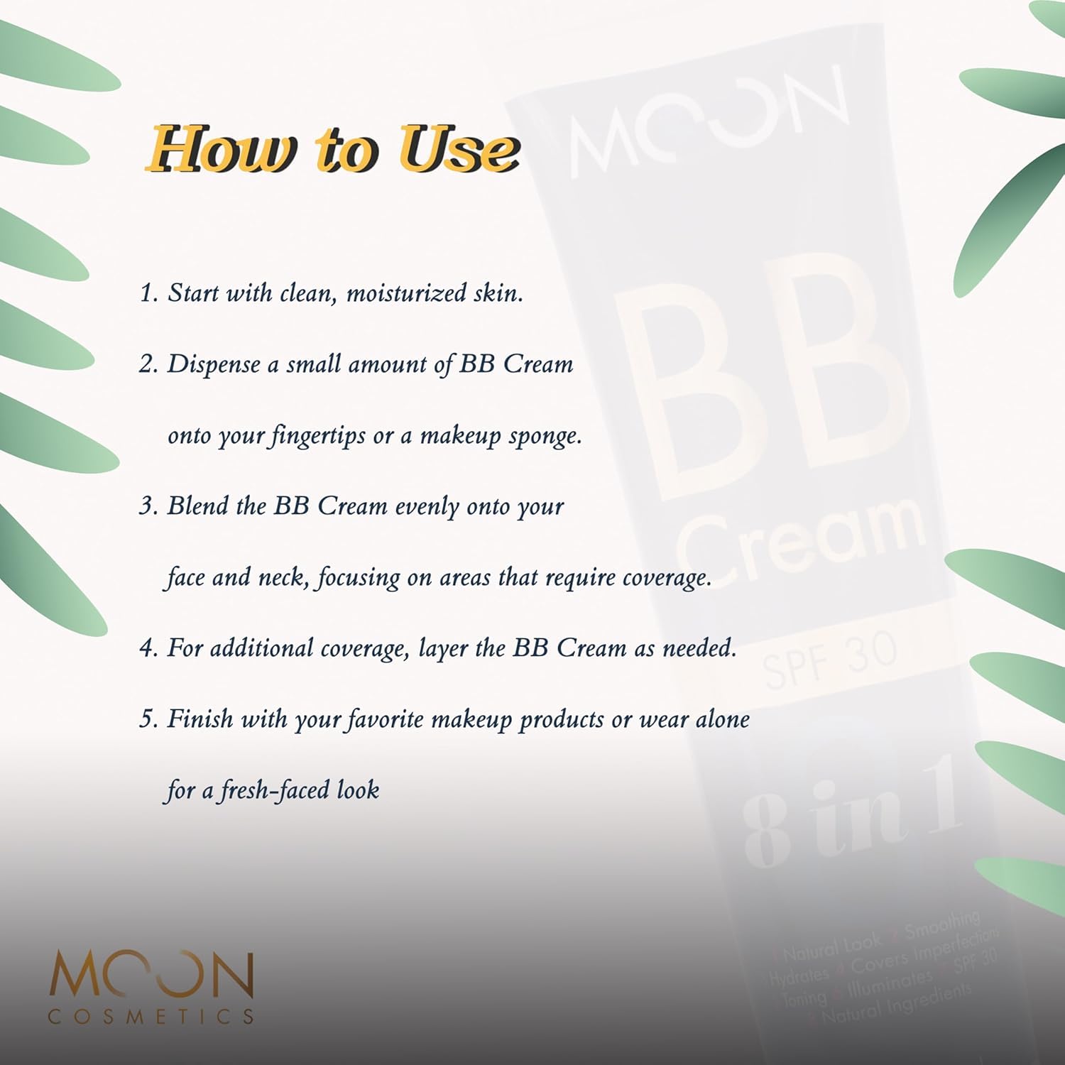MOON COSMETICS BB Cream SPF 30 for Complexion Enhancer Foundation Light Face Makeup With Coverage For All Skin Moisturizer To Brighten Skin (Medium)
