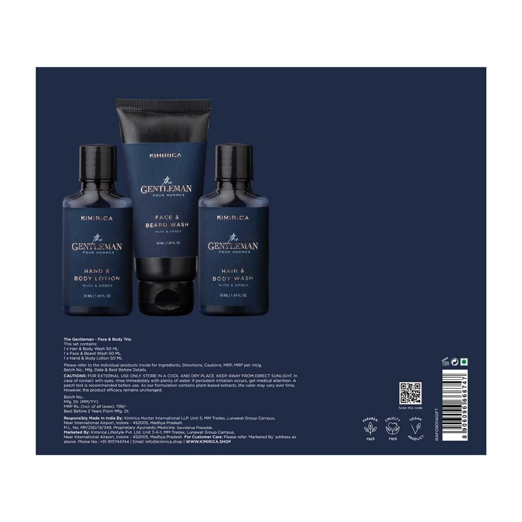 Kimirica Gentlemen Bath Care Trio Gift Set For Men's | Premium Gift Set For Husband & Boyfriend Set of 3
