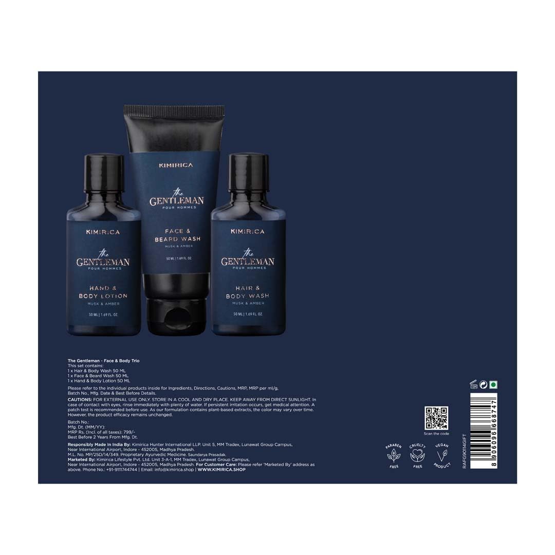 Kimirica Gentlemen Bath Care Trio Gift Set For Men's | Premium Gift Set For Husband & Boyfriend Set of 3