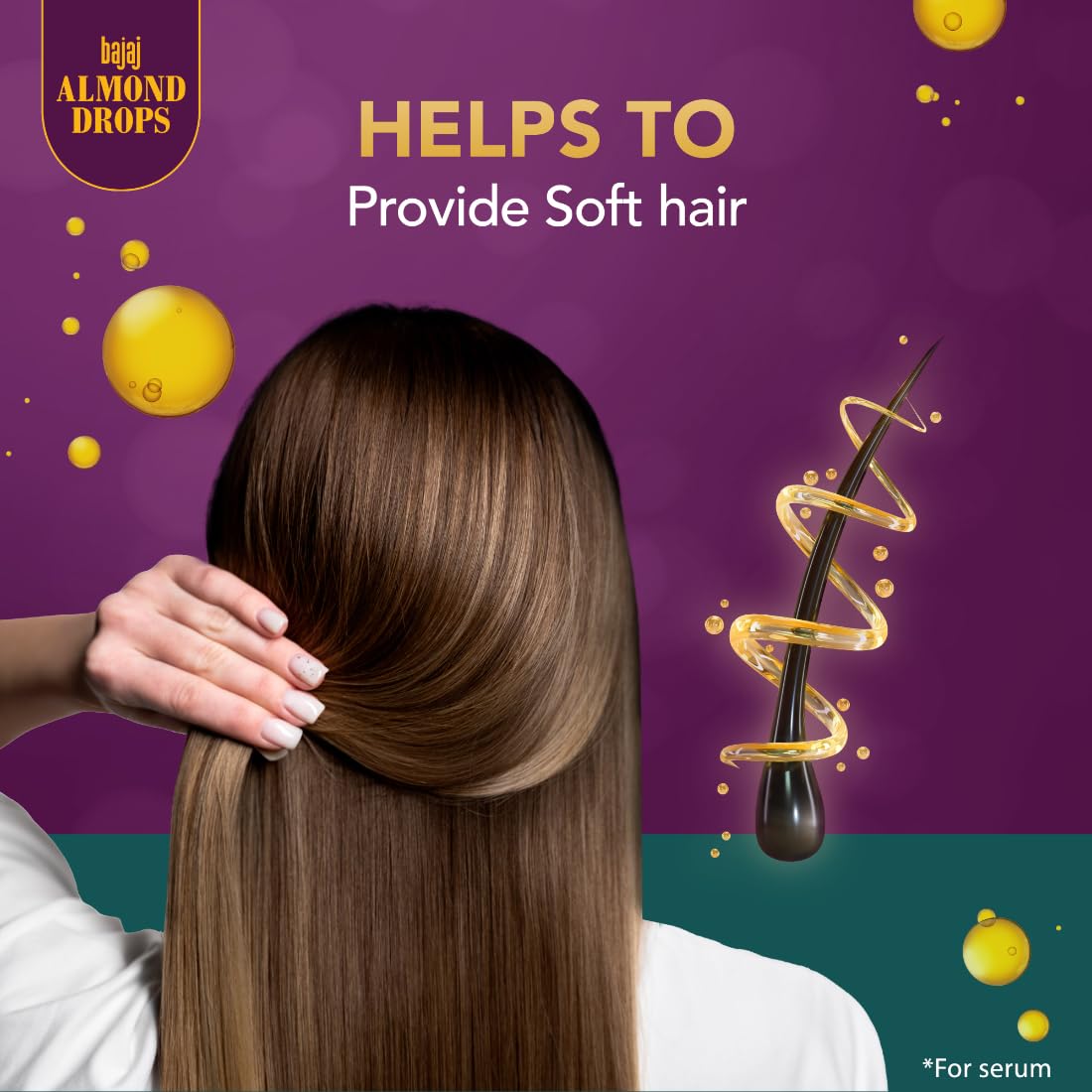 Bajaj Almond Drops Anti Hairfall Shampoo 340ml + Conditioner 175ml + Serum with Oil 50ml
