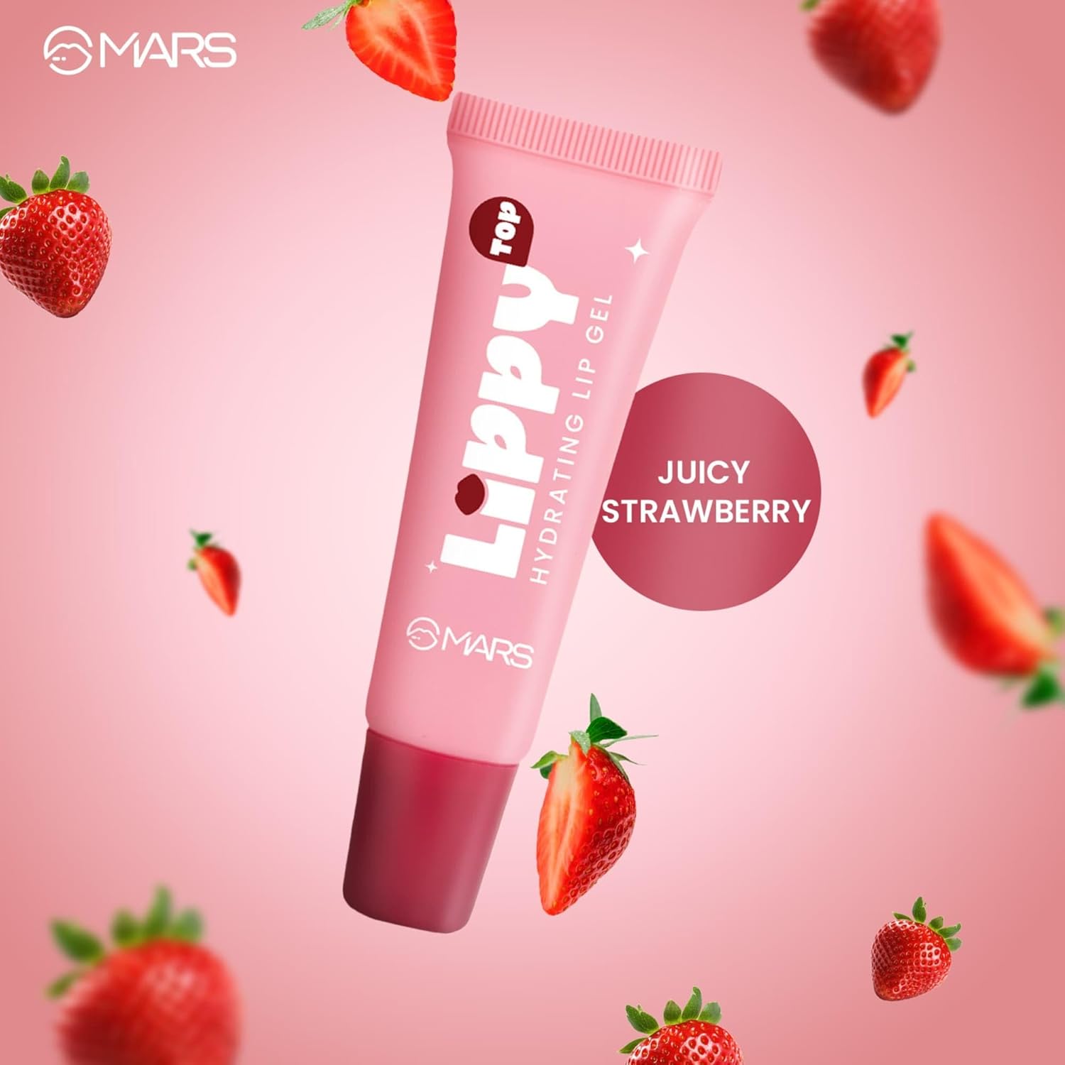 MARS Lippy Top Hydrating Lip Gel (10ml) (02-JUICY STRAWBERRY) | Nourished With Vitamin-E & Shea Butter | Long Lasting Hydration | Glossy Finish | Easy to Apply