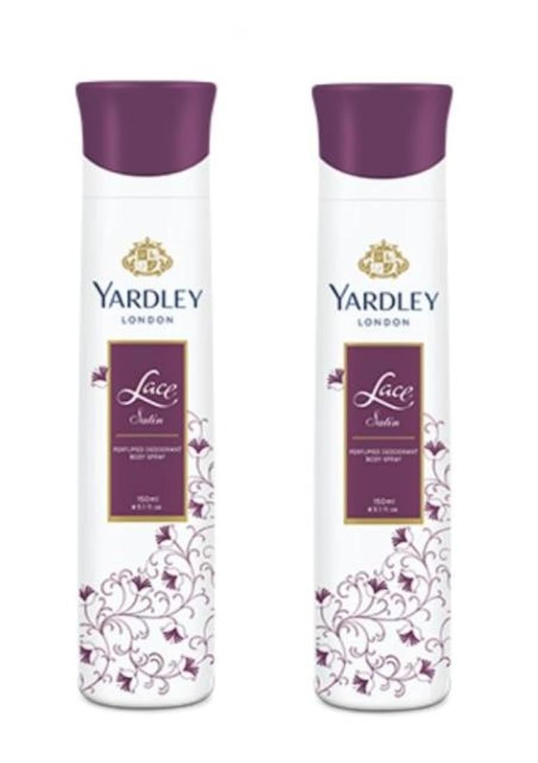 Yardley London Lace Satin Deodorant Spray For Women 150-Ml (Pack Of 2)