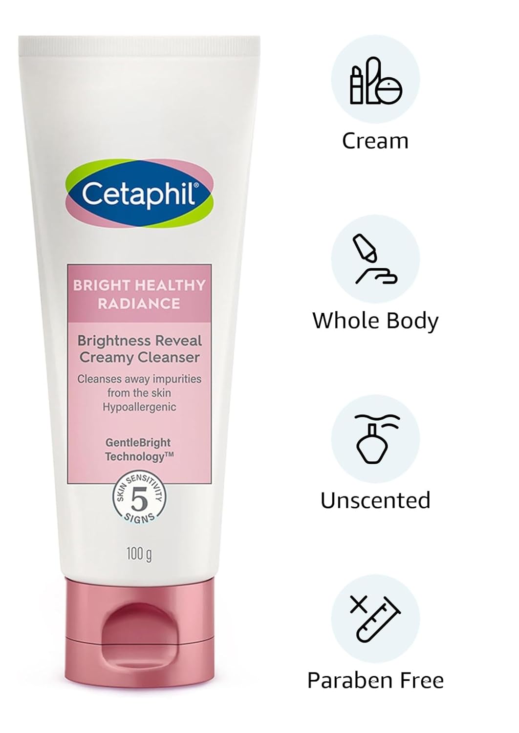 Cetaphil Brightness Reveal Creamy Cleanser - 100 g| Brightening Face Wash for Uneven Skin Tone| Niacinamide, Sea Daffodil| Fragrance Free| Dermatologist Recommended