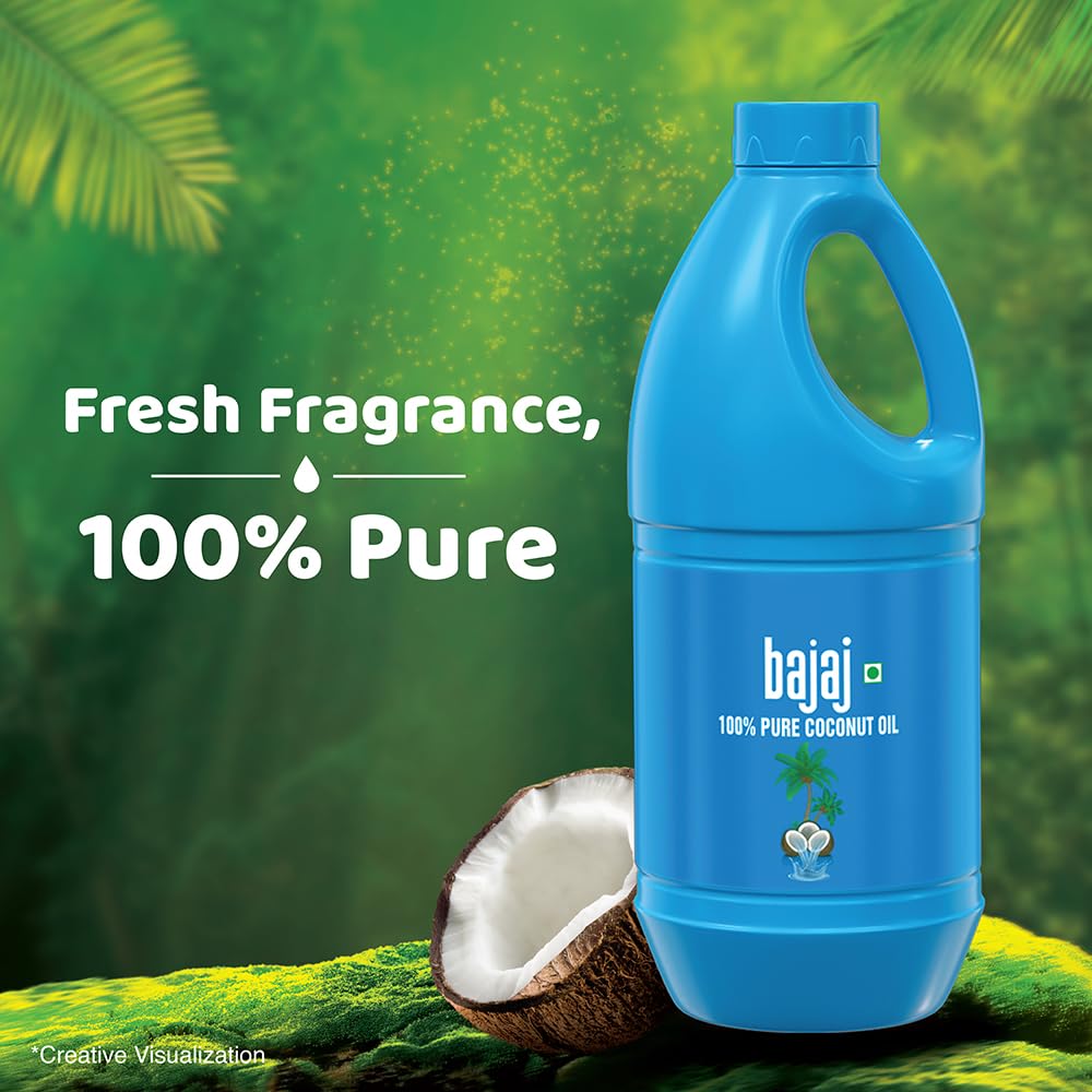 Bajaj 100% Pure Coconut Oil 900ml | Made with Premium Grade 1 Quality Coconuts