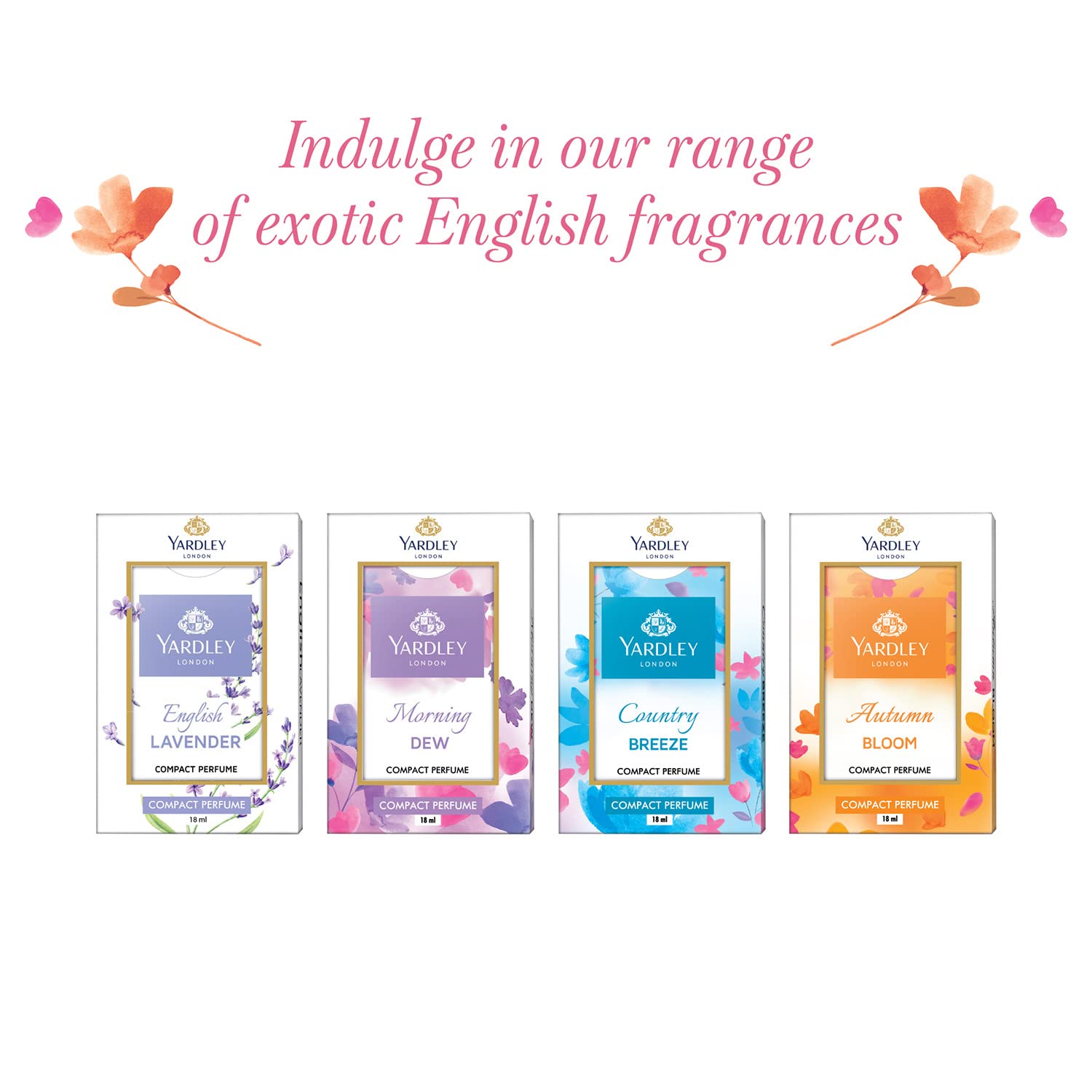 Yardley London Premium Compact Perfume Spray For Women| Autumn Bloom, Country Breeze, And Morning Dew Perfume Tripack| Floral Fragrance| 90% Naturally Derived 18Ml Each