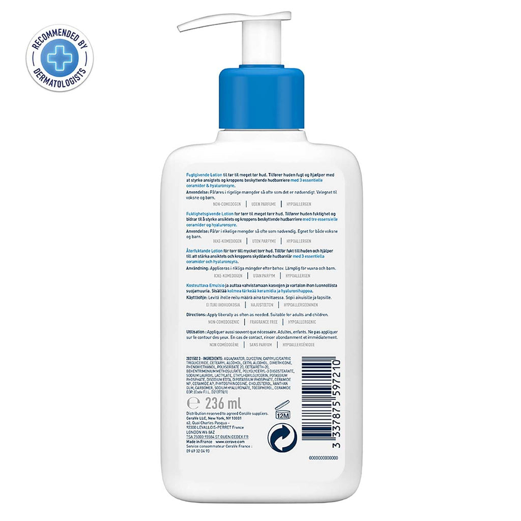 CeraVe Moisturizing Lotion For Dry Skin (236ml) - Formulated With 3 Essential Ceramides And Hyaluronic Acid | Non-Comedogenic, Oil Free And Fragrance-Free Body Lotion