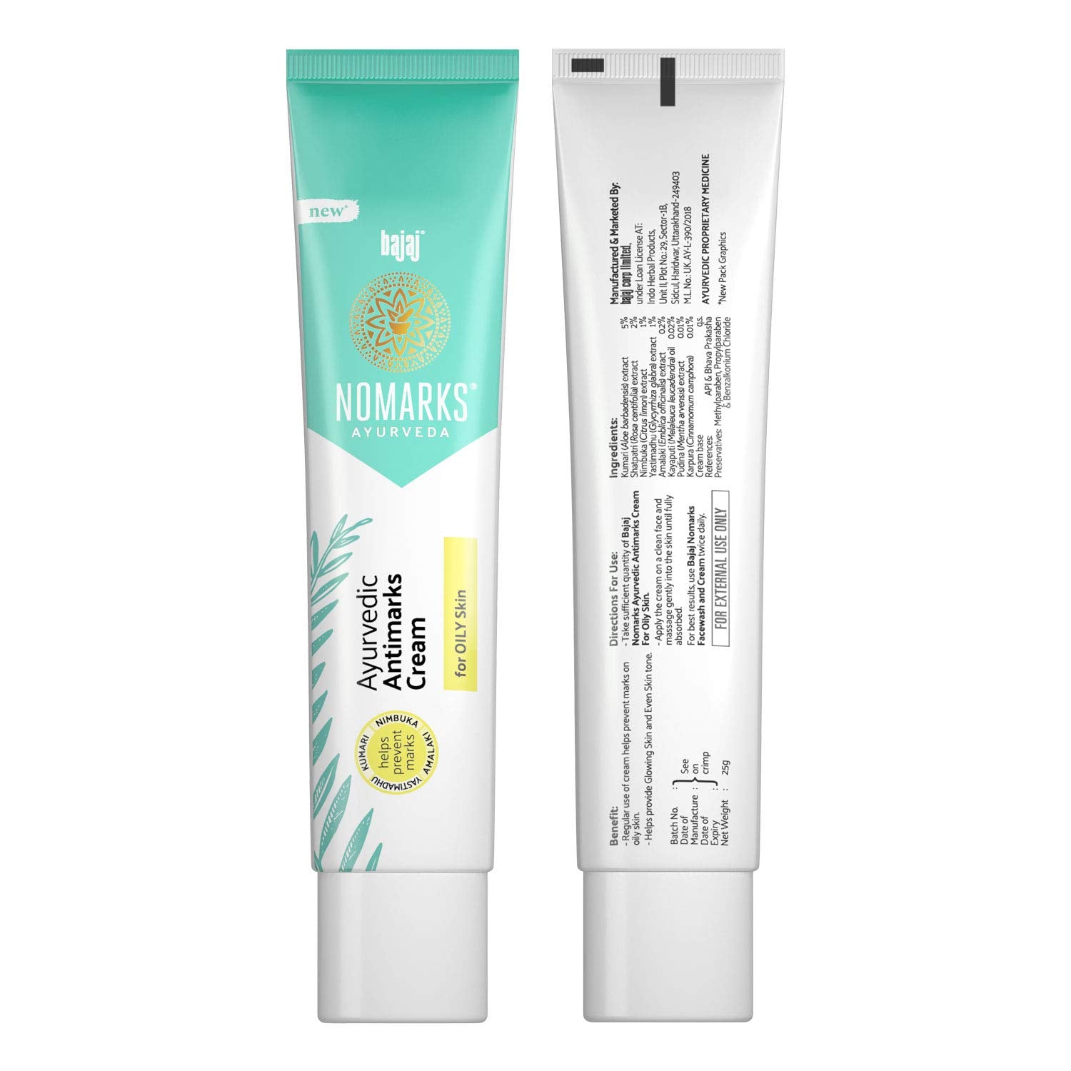 Bajaj Nomarks Ayurvedic Antimarks Cream for Oily skin, 25gm