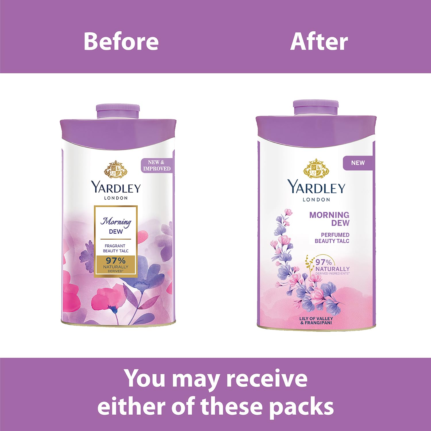 Yardley London Morning Dew Perfumed Talc Pwder for Women with Calcium Carbonate, Magnisium Carbonate, Fragrance, Dipropylene Glycol, Calcium Silicate, Triclosan, Pack of 1, 250g