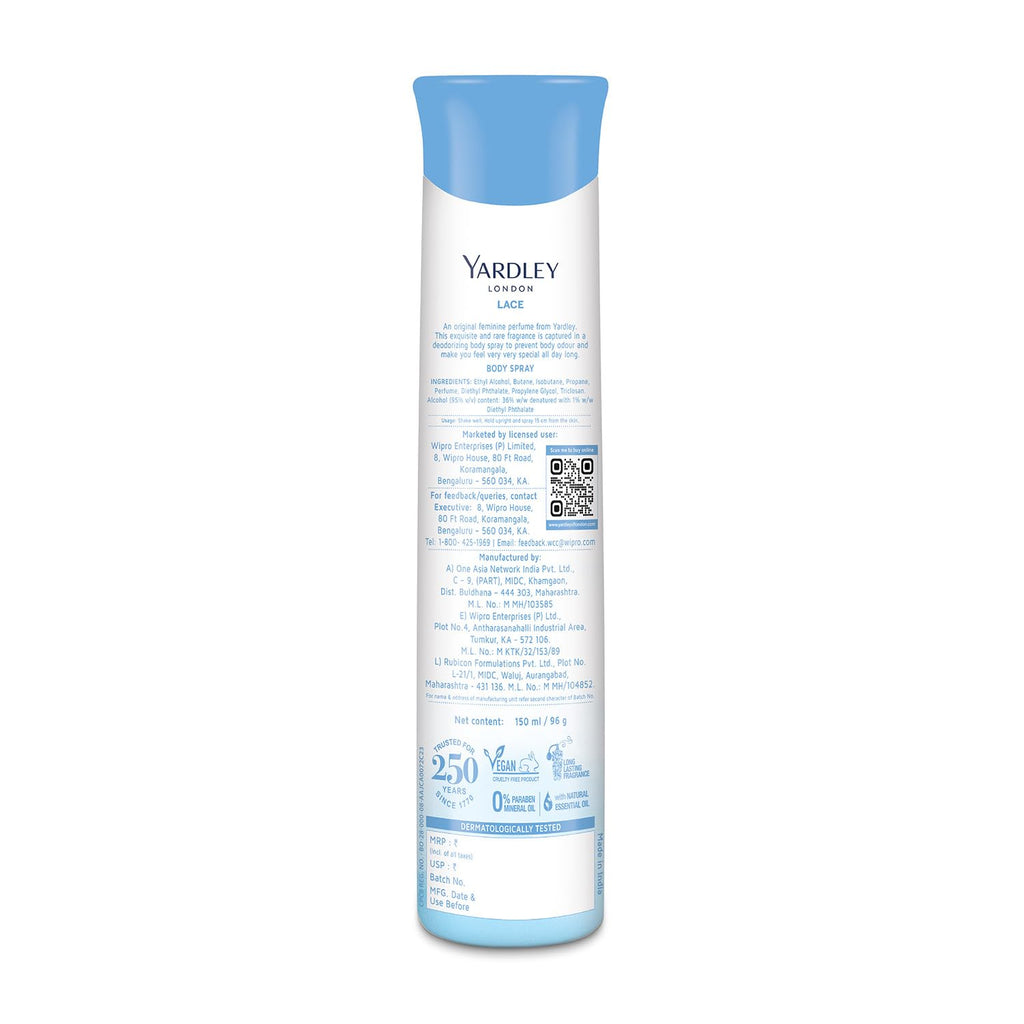 Yardley London Lace Perfumed Deo For Women, 150ml