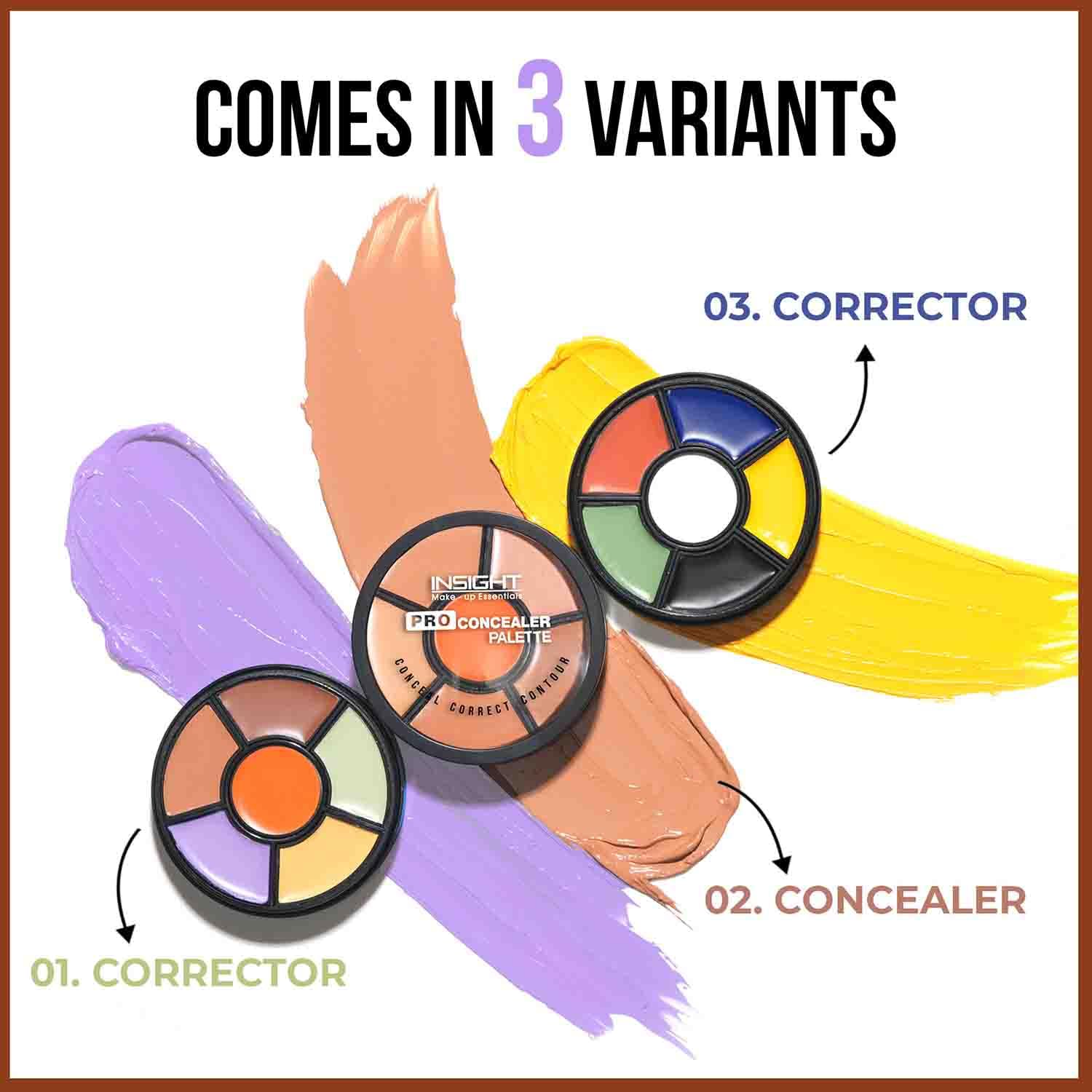 INSIGHT Cosmetics Natural Pro Concealer Palette-Corrector, Medium |Conceal |Correct |Contour |Waterproof |Crease Resistance |Long Lasting |Oil Control (Cr105-Corrector)