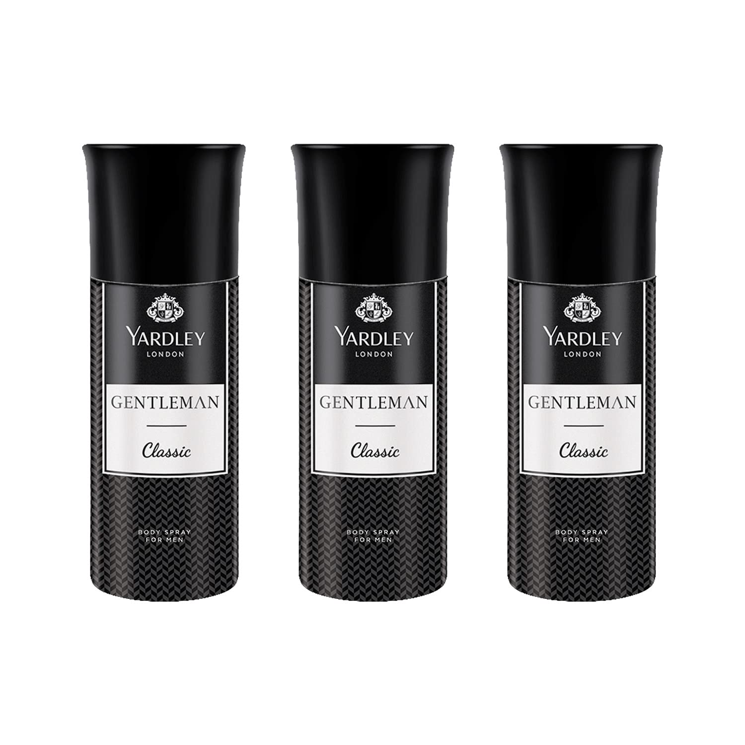 Yardley London Gentleman Classic Body Spray for Men| Fresh Woody Fougère Notes | Masculine Fragrance | Body Deodorant for Men | 150ml, Pack of 3